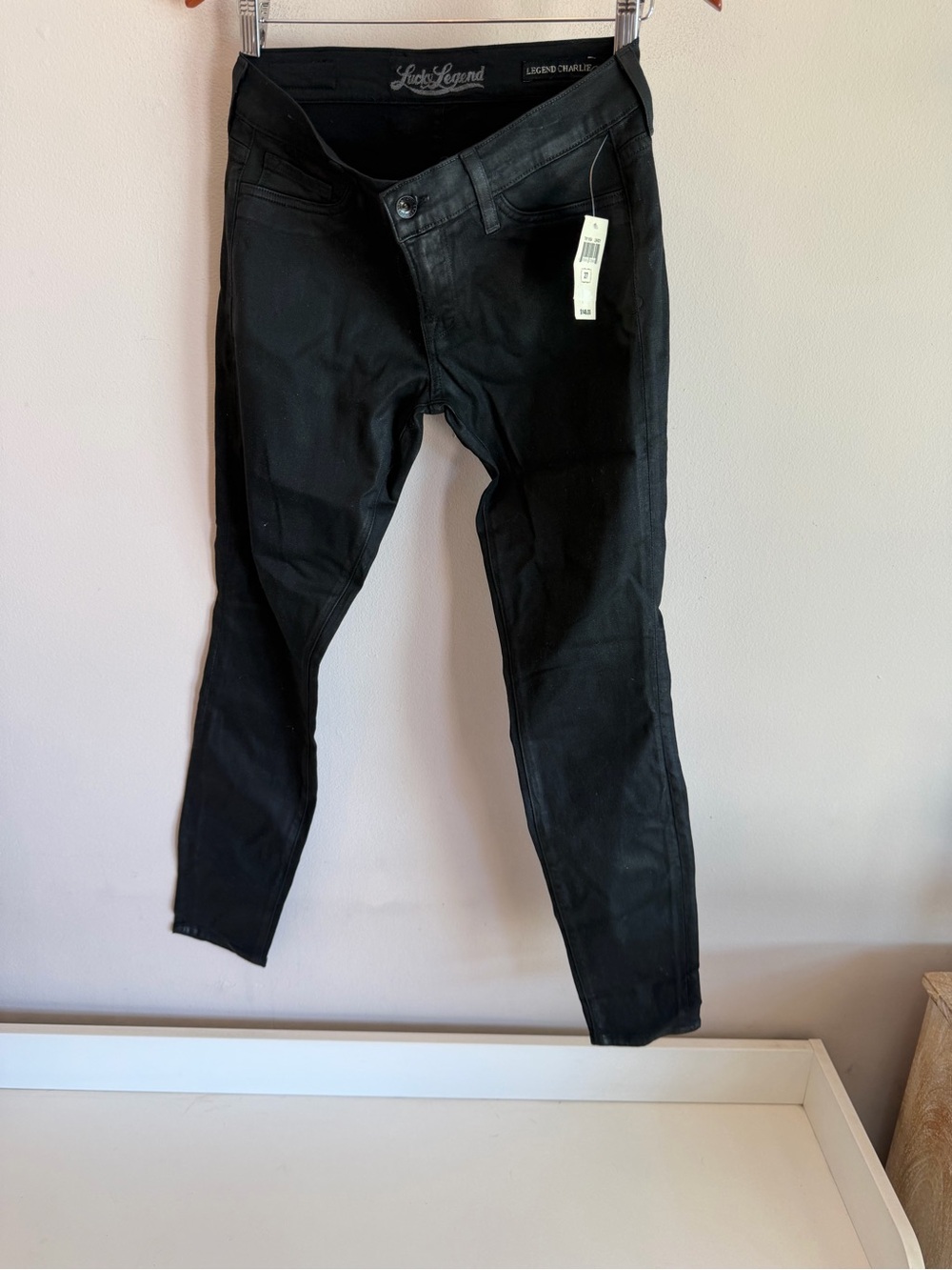 Lucky Brand Legend Charlie‎ Black Coated Skinny Jeans Womens 27 NWT